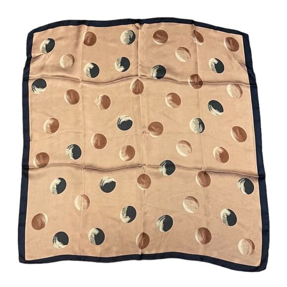 Navy Blue & Pink Silky Soft Polka Dot Square Scarf NIP - Picture 3 of 3